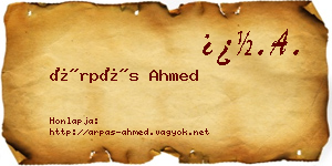 Árpás Ahmed névjegykártya
